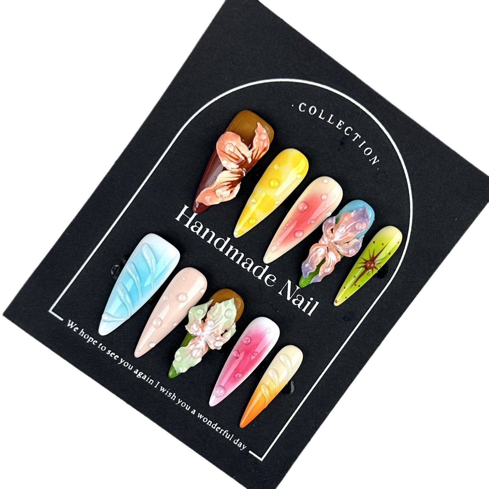 "Dream Flower Realm" Handmade 3D Gradient Wearable Nail Set