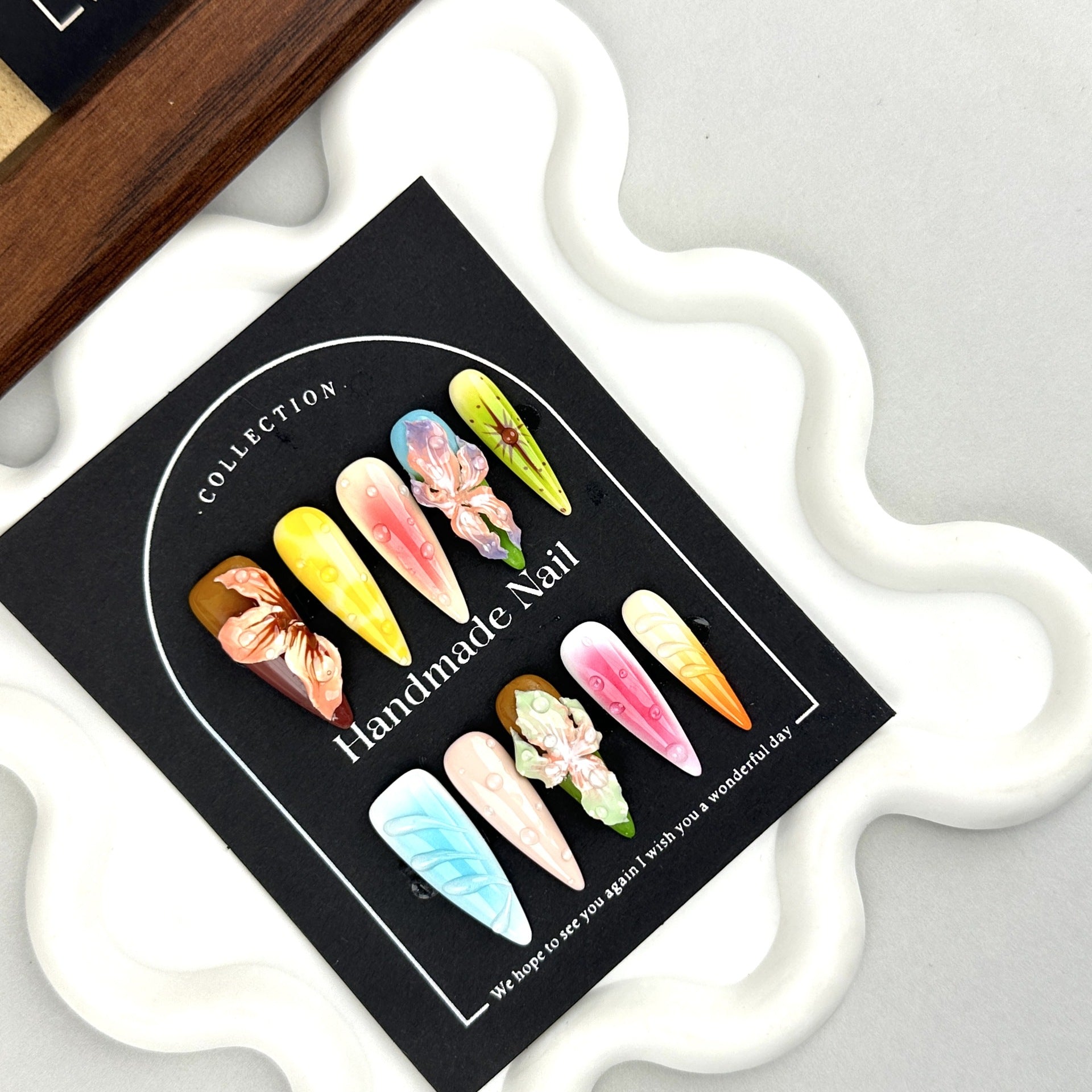 "Dream Flower Realm" Handmade 3D Gradient Wearable Nail Set